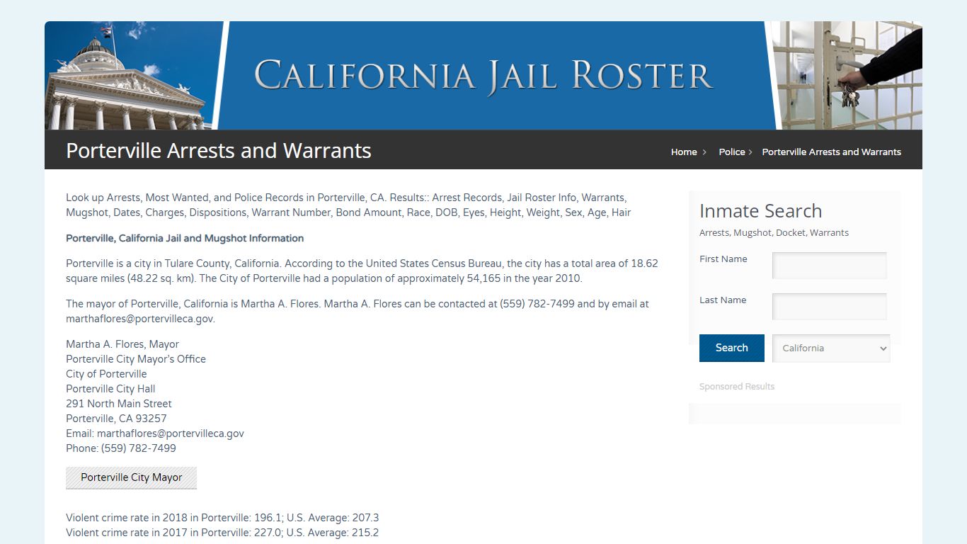 Porterville Arrests and Warrants | Jail Roster Search